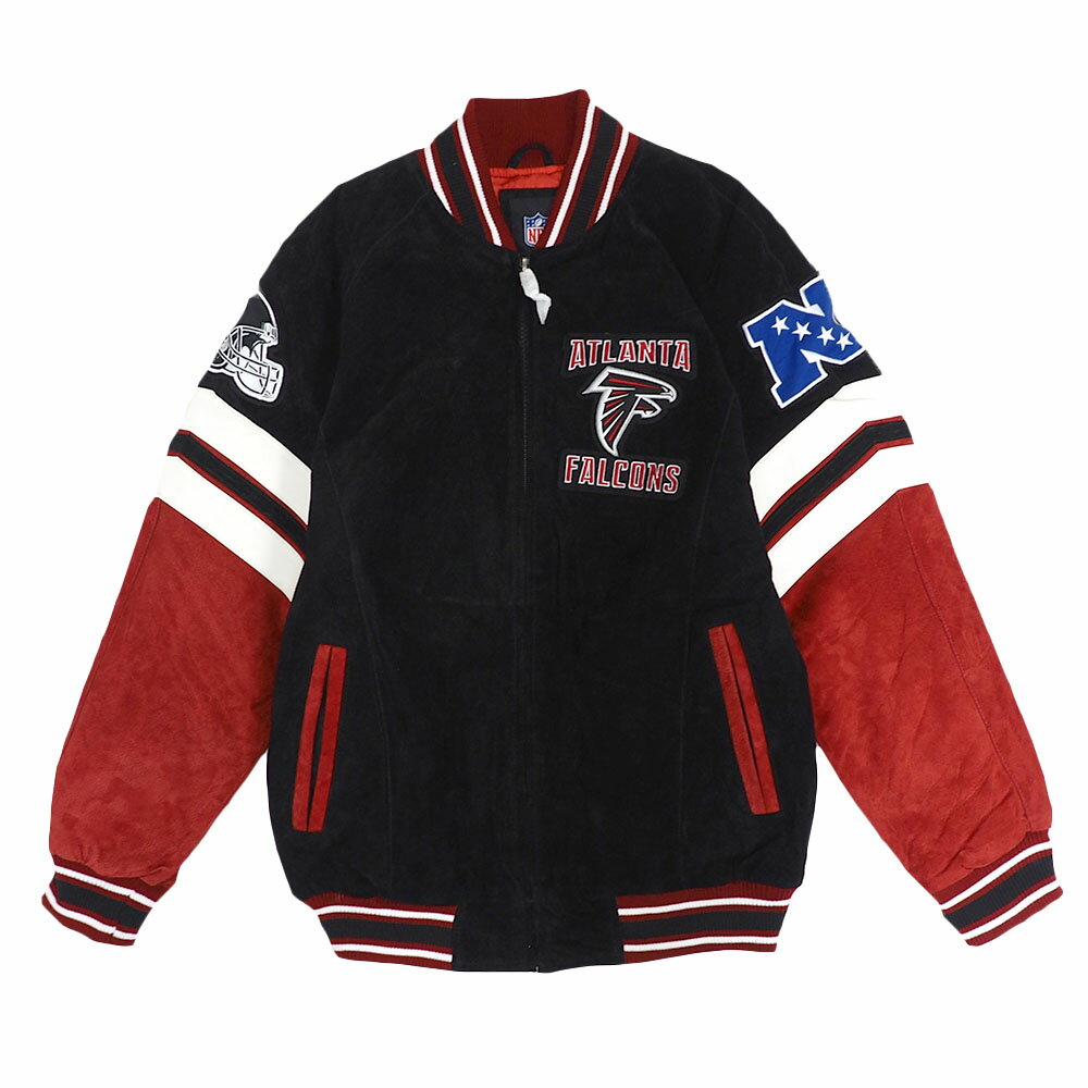 NFL ファルコンズ スタジャン フルジップ スゥエード レザー Full-Zip Suede Leather ジャケット Jacket G-III ブラック 2212fsg