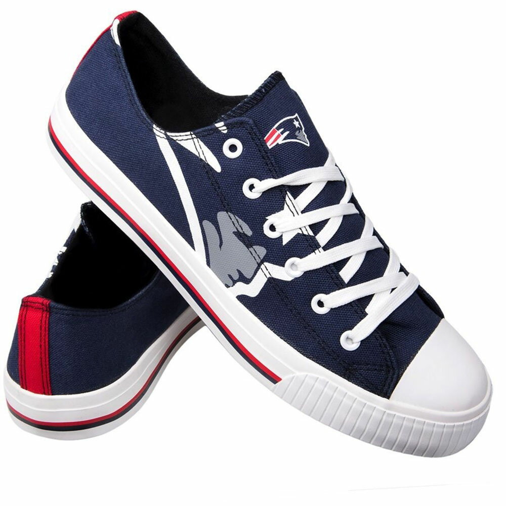 NFL ペイトリオッツ シューズ ビッグロゴ キャンパス スニーカー Low Top Big Logo Canvas Shoes Forever Collectibl…