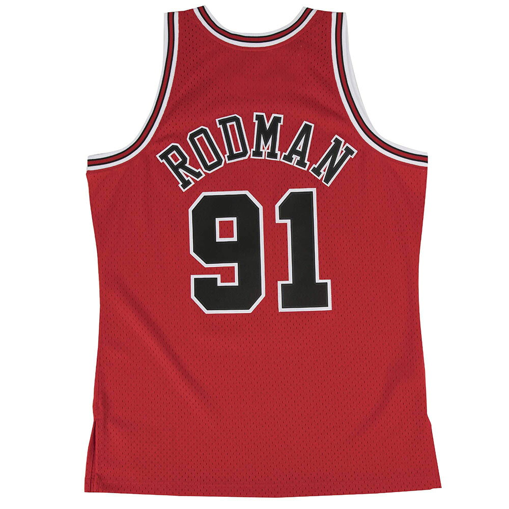 MLB.NBAグッズショップ SELECTIONのNBA デニス・ロッドマン シカゴ・ブルズ ユニフォーム スウィングマン ロード 1997-98 ミッチェル＆ネス/Mitchell & Ness スカーレット｜アングル2