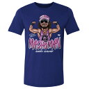 WWE ランディ・サベージ Tシャツ Legends Macho Man Flex Cartoon 500Level ロイヤルブルー