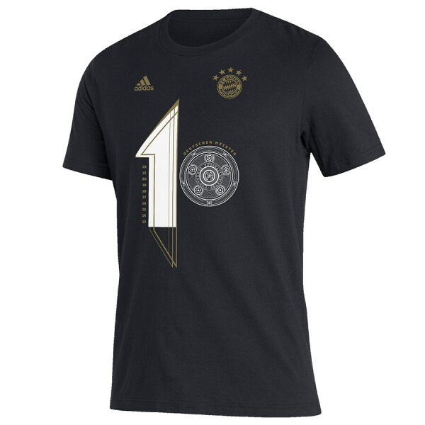 【取寄】SOCCER バイエルン・ミュンヘン Tシャツ 2022 ブンデスリーガ 10連覇 Deutscher Meister T-Shirt アディダス/Adidas ブラック