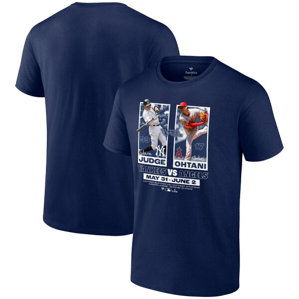 【ピックアップ】MLB 大谷翔平＆アーロン・ジャッジ Tシャツ Aaron Judge vs. Shohei Ohtani T-Shirt Fanatics Branded ネイビー