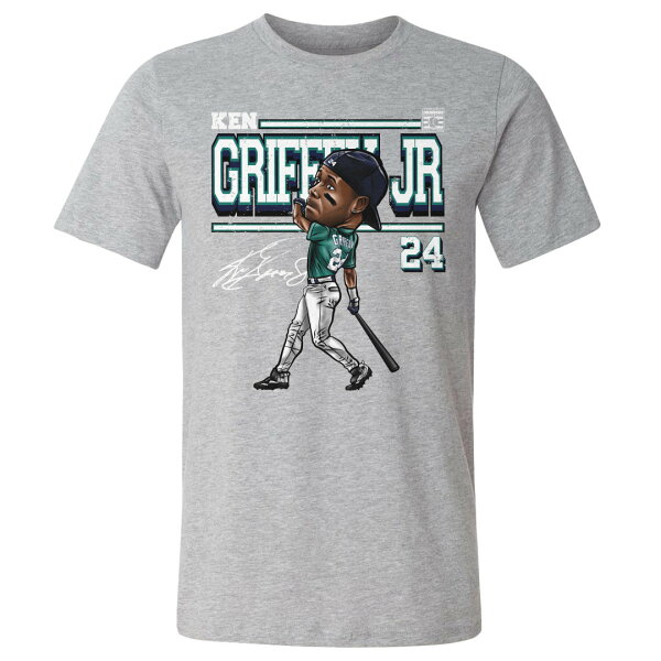 MLB ケン・グリフィー・ジュニア マリナーズ Tシャツ  Derby Cartoon WHT T-Shirt 500Level ヘザーグレー