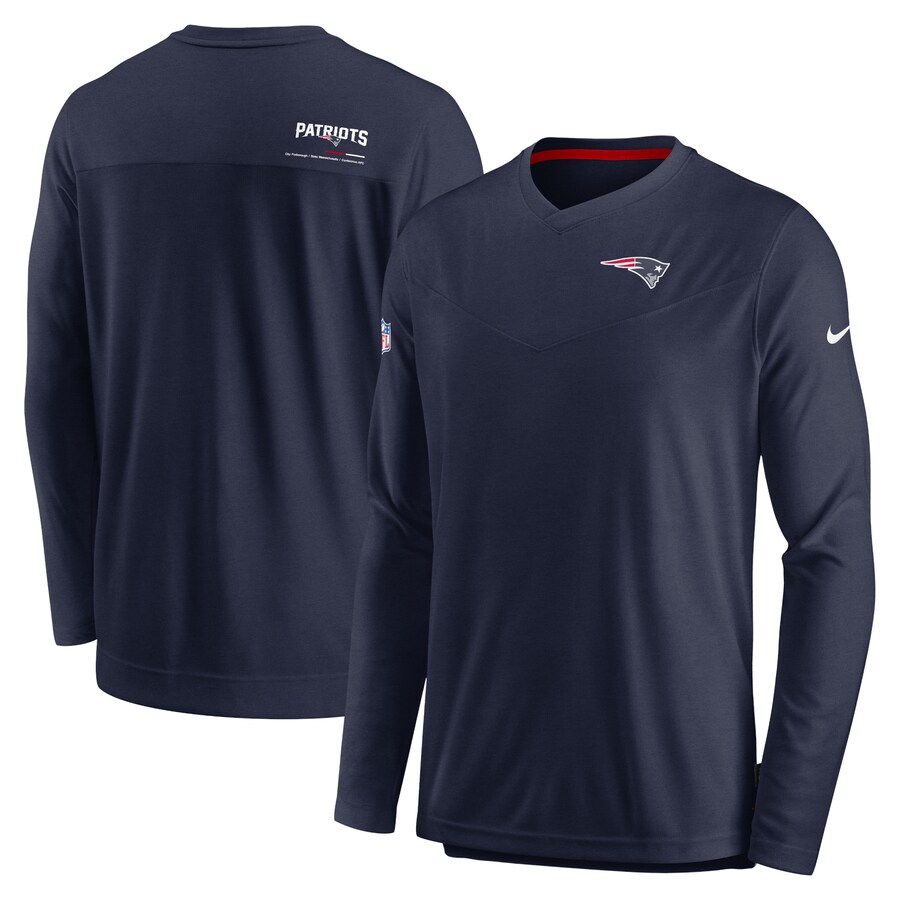 NFL ペイトリオッツ Tシャツ 2022 サイドライン sideline Coach Chevron Lock Up ロングスリーブ Vネック ナイキ/Nike ネイビー