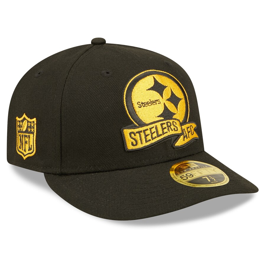 【取寄】NFL スティーラーズ キャップ 2022 サイドライン 59FIFTY ロープロファイル Pop Fitted Cap ニューエラ/New Era ブラック