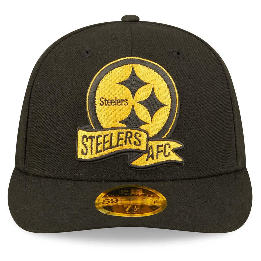 【取寄】NFL スティーラーズ キャップ 2022 サイドライン 59FIFTY ロープロファイル Pop Fitted Cap ニューエラ/New Era ブラック