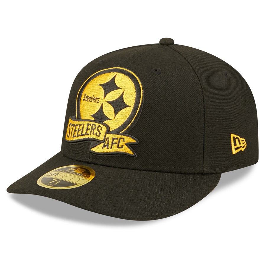 【取寄】NFL スティーラーズ キャップ 2022 サイドライン 59FIFTY ロープロファイル Pop Fitted Cap ニューエラ/New Era ブラック