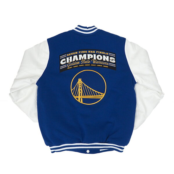 【ピックアップ】NBA ウォリアーズ ジャケット NBAファイナル2022 優勝記念 リバーシブル 7-Time Finals Champions Fanatics Branded ロイヤル ホワイト