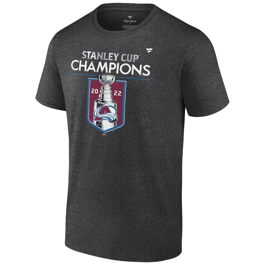 NHL アバランチ Tシャツ 2022 スタンリーカップ Champions ロッカールーム Trucker アジャスタブル Fanatics Branded ヘザーチャコール
