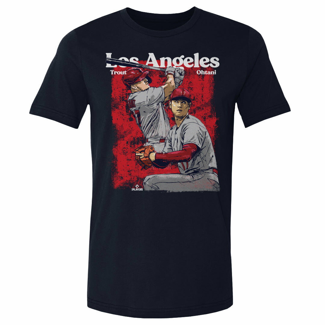 MLB 大谷翔平 マイク トラウト エンゼルス Tシャツ Mike Trout Shohei Ohtani Los Angeles Duo T-Shirt 500Level ネイビー