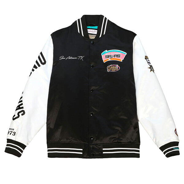 【ピックアップ】NBA スパーズ ジャケット サテン Team Origins Varsity Jacket ミッチェル＆ネス/Mitchell & Ness ブラック