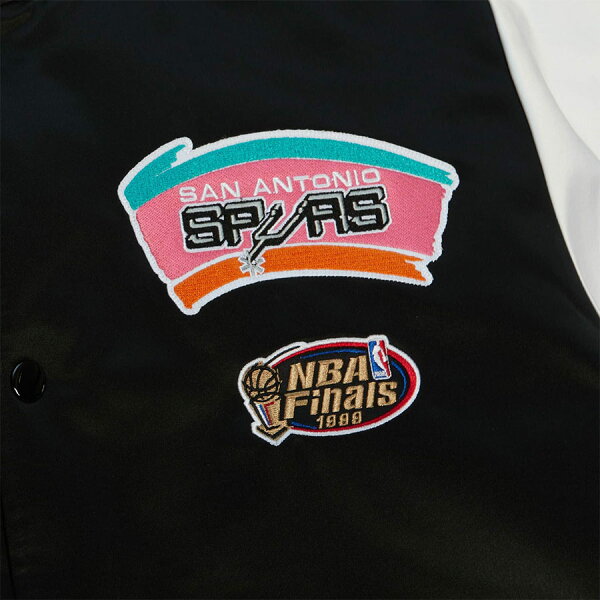 【ピックアップ】NBA スパーズ ジャケット サテン Team Origins Varsity Jacket ミッチェル＆ネス/Mitchell & Ness ブラック