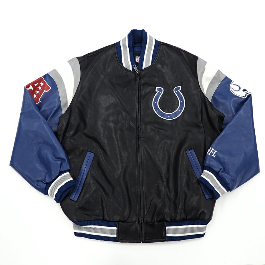 【ピックアップ】NFL コルツ ジャケット Faux Leather Jacket G-III ブラック ロイヤル