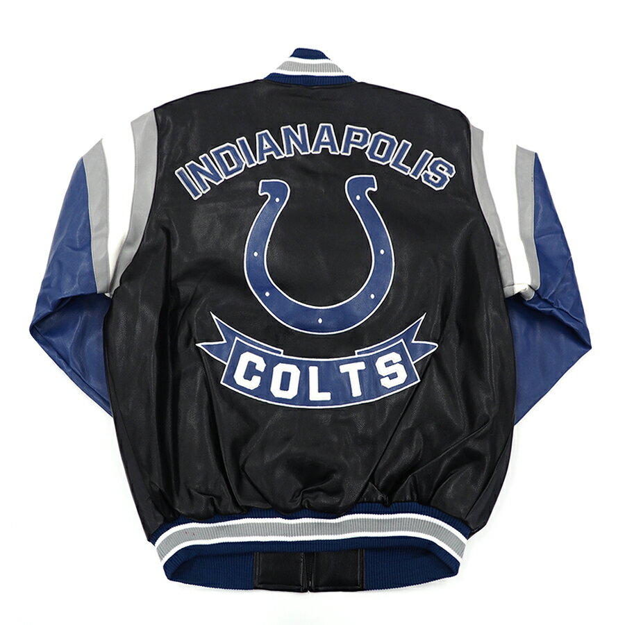 【ピックアップ】NFL コルツ ジャケット Faux Leather Jacket G-III ブラック ロイヤル