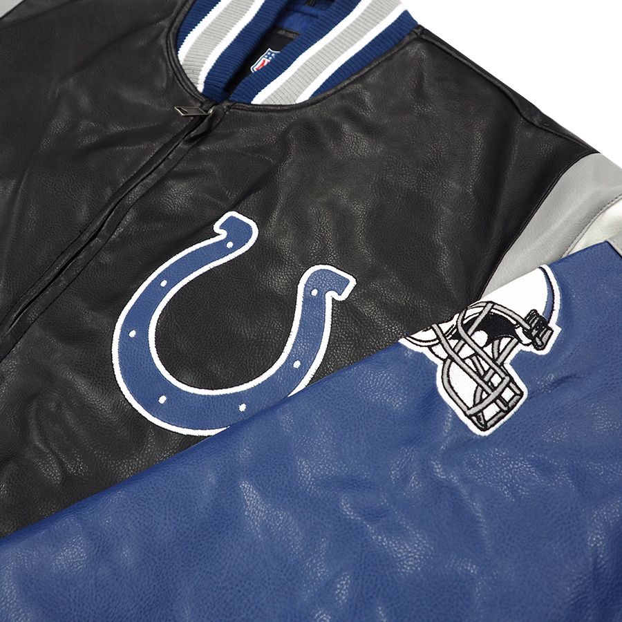 【ピックアップ】NFL コルツ ジャケット Faux Leather Jacket G-III ブラック ロイヤル