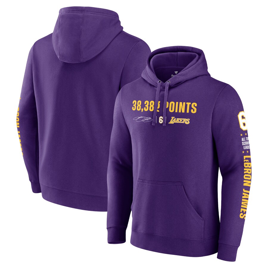 Rakuten - NBA レブロン・ジェームズ レイカーズ パーカー POINTS ロングスリーブ プルオーバー 歴代最多得点 Fanatics Branded パープル