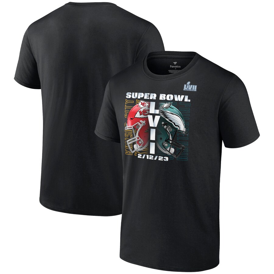 乐天商城 - NFL チーフス イーグルス Tシャツ 第57回 スーパーボウル 進出記念 マッチアップ Helmet Decals T-Shirt Fanatics ブラック