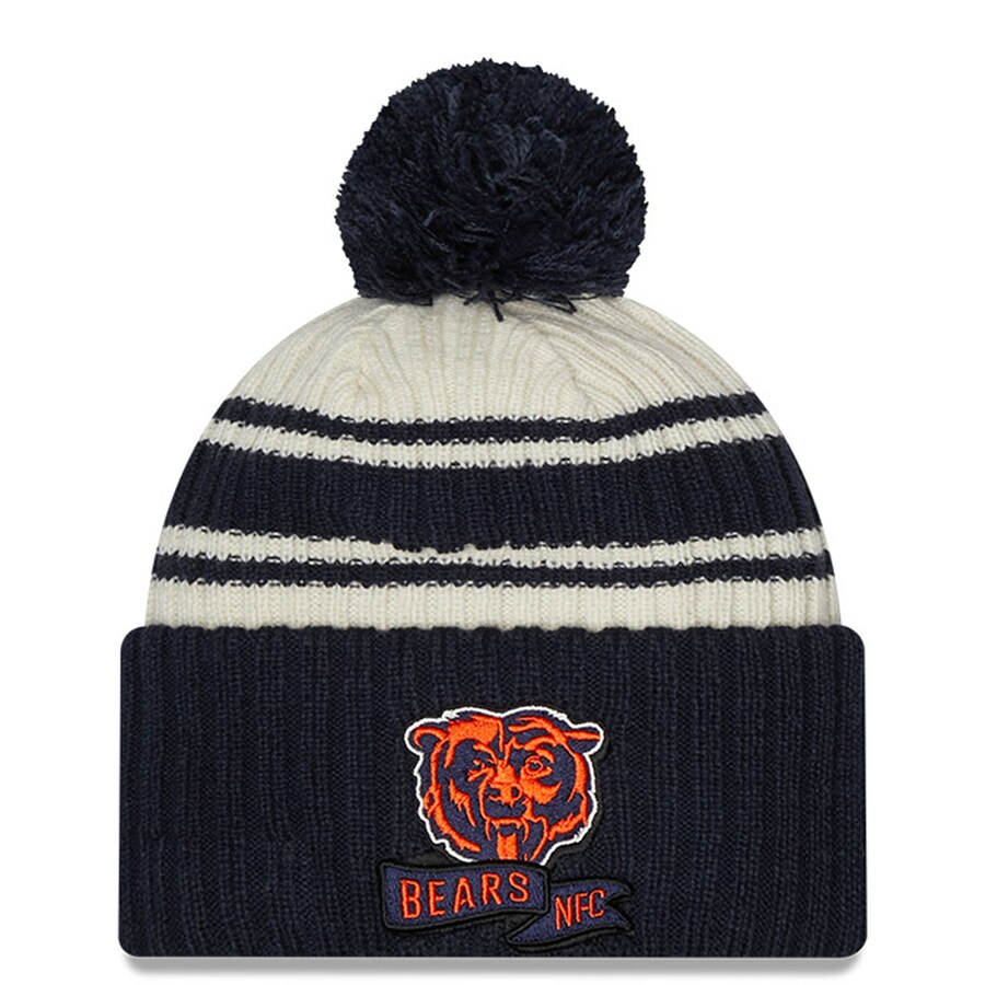 NFL ベアーズ ニットキャップ 2022 サイドライン Sideline Sport Cuffed Pom Knit Hat ニューエラ/New Era クリーム ネイビー