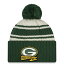 NFL パッカーズ ニットキャップ 2022 サイドライン Sideline Sport Cuffed Pom Knit Hat ニューエラ/New Era クリーム グリーン