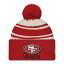 NFL 49ers ニットキャップ 2022 サイドライン Sideline Sport Cuffed Pom Knit Hat ニューエラ/New Era クリーム レッド