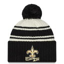 NFL セインツ ニットキャップ 2022 サイドライン Sideline Sport Cuffed Pom Knit Hat ニューエラ/New Era クリーム ブラック