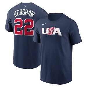 WBC クレイトン・カーショー アメリカ代表 USA Tシャツ 2023 World Baseball Classic ネーム＆ナンバー T-Shirt ナイキ/Nike ネイビー