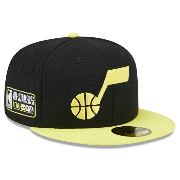 【取寄】NBA ユタ・ジャズ キャップ NBAオールスター2023 All-Star Stripe 59FIFTY Fitted Hat ニューエラ/New Era ブラック イエロー