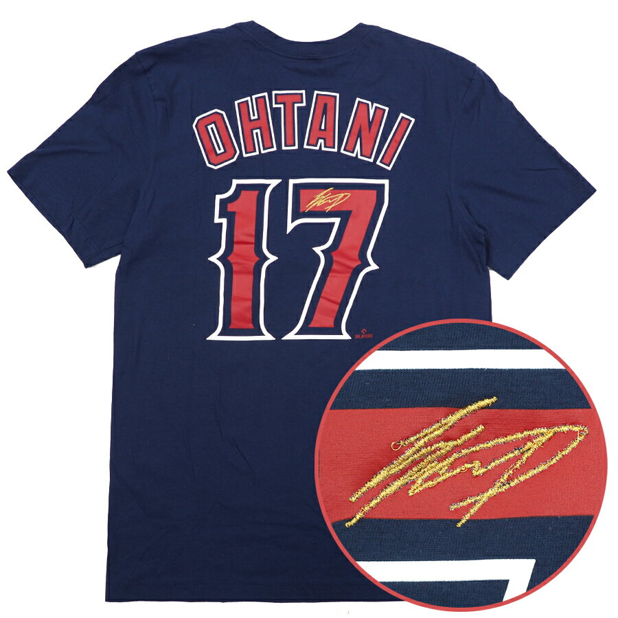 樂天商城 - MLB 大谷翔平 エンゼルス Tシャツ サイン刺繍 Player Tee ネーム＆ナンバー ナイキ/Nike ネイビー