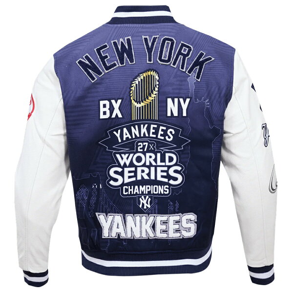 MLB ヤンキース ジャケット Old English サテン  Jacket Pro Standard ネイビー