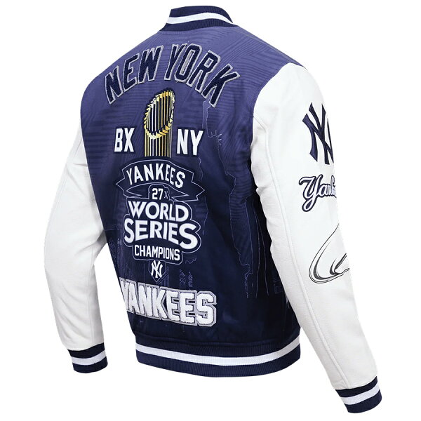 MLB ヤンキース ジャケット Old English サテン  Jacket Pro Standard ネイビー