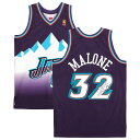 NBA カール マローン ユタ ジャズ 直筆サイン 1996-97 Road スウィングマンジャージ ミッチェル＆ネス/Mitchell Ness パープル