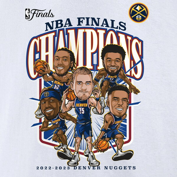 【取寄】NBA ナゲッツ Tシャツ NBAファイナル2023 優勝記念 Windmill Team Caricature T-Shirt Fanatics Branded ホワイト