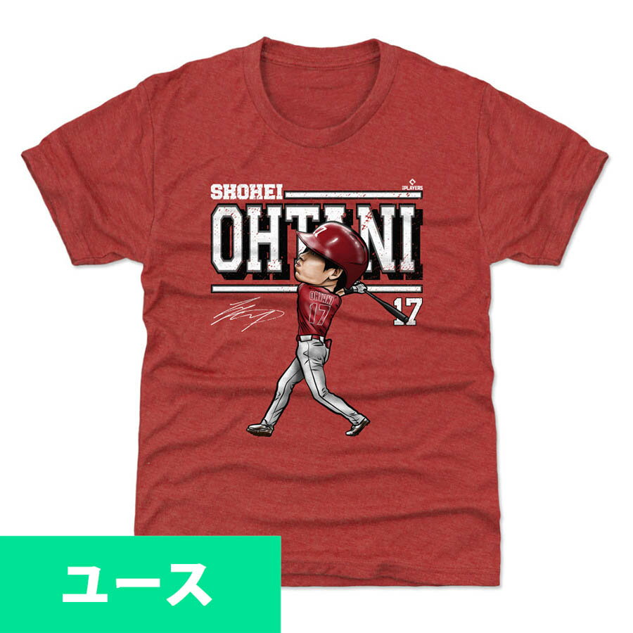 Rakuten - MLB 大谷翔平 エンゼルス Tシャツ ユース キッズ Cartoon WHT カートゥーン 500Level レッド