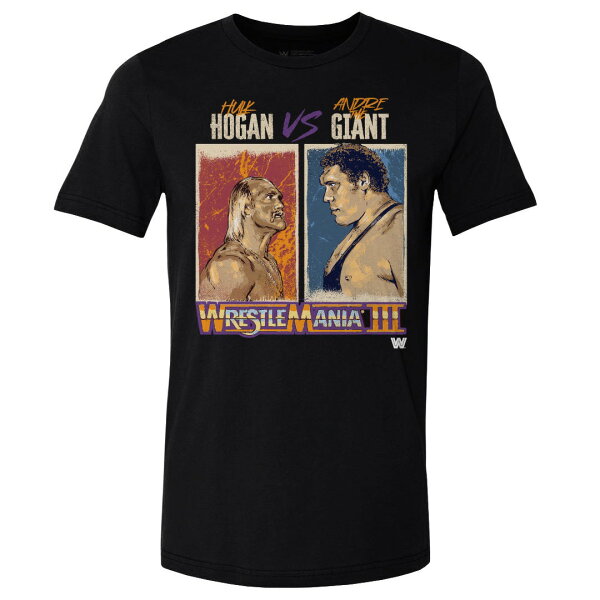 WWE ハルク・ホーガン アンドレ・ザ・ジャイアント Tシャツ WrestleMania III Hulk Hogan vs. Andre レッスルマニア 500Level ブラック