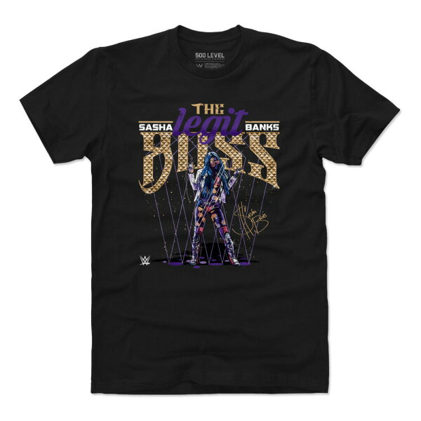 WWE サーシャ・バンクス サシャ・バンクス Tシャツ Legit Boss Lights WHT 500Level ブラック