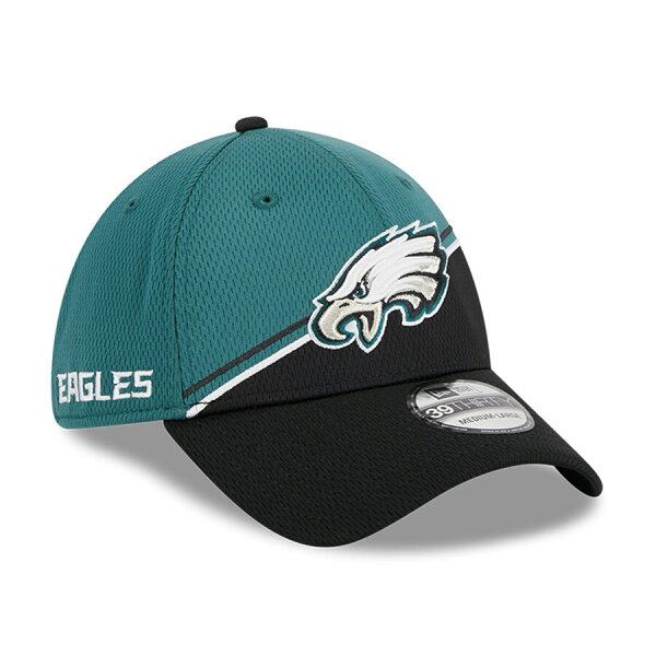 【取寄】NFL イーグルス キャップ 2023 サイドライン 39THIRTY Flex Hat 2nd ニューエラ/New Era ミッドナイトグリーン ブラック