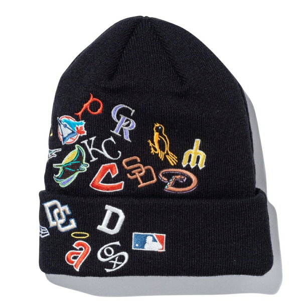 【ピックアップ】MLB Allover ニットキャップ BASIC CUFF KNIT クーパーズタウン ALLOVER ニューエラ/New Era ブラック