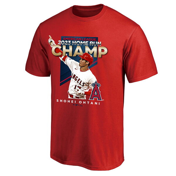 MLB 大谷翔平 エンゼルス Tシャツ 2023 AL HR Champion T-Shirt アメリカンリーグ ホームラン王 Fanatics レッド