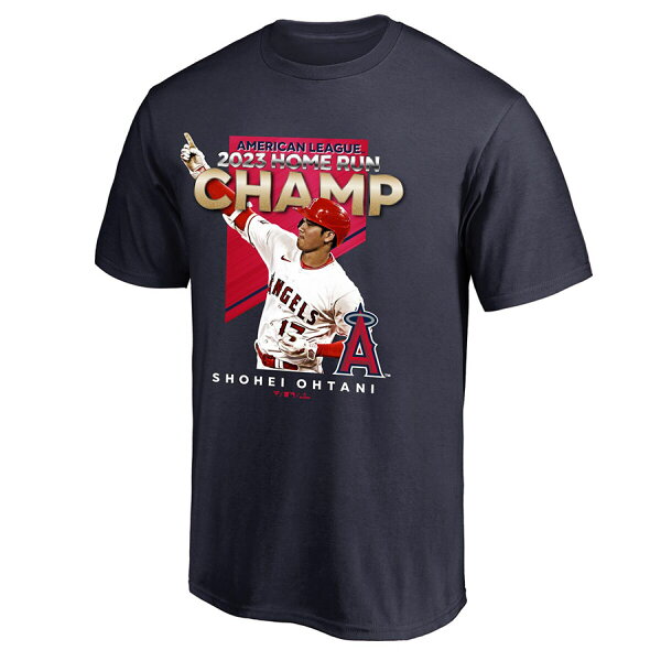 MLB 大谷翔平 エンゼルス Tシャツ 2023 AL HR Champion T-Shirt アメリカンリーグ ホームラン王 Fanatics ネイビー