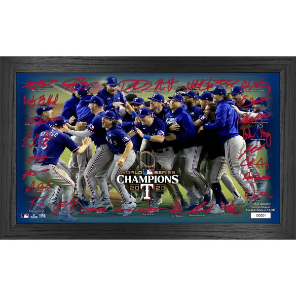 【取寄】MLB レンジャーズ 2023 ワールドシリーズ 優勝記念 12 x 20 Framed Signature Celebration Photo Highland Mint