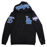 MLB ドジャース パーカー MEN’S PULL OVER HOODIE (Chest Logo) Pro Standard プロスタンダード ブラック - 
厚めのワッペンが象徴！