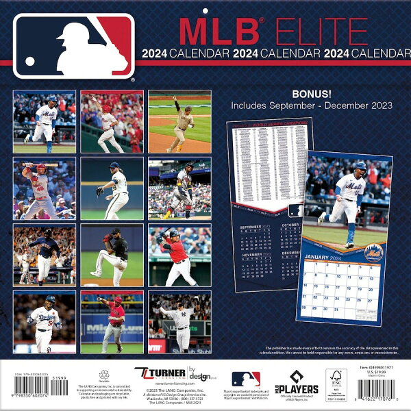 【ピックアップ】MLB カレンダー 2024 エリート Elite Wall Calendar Turner