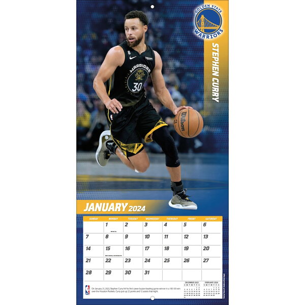 NBA ステファン・カリー ステフィン・カリー ウォリアーズ カレンダー 2024 Player 壁掛け Wall Calendar Turner