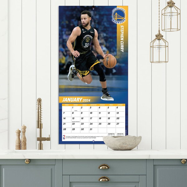 NBA ステファン・カリー ステフィン・カリー ウォリアーズ カレンダー 2024 Player 壁掛け Wall Calendar Turner