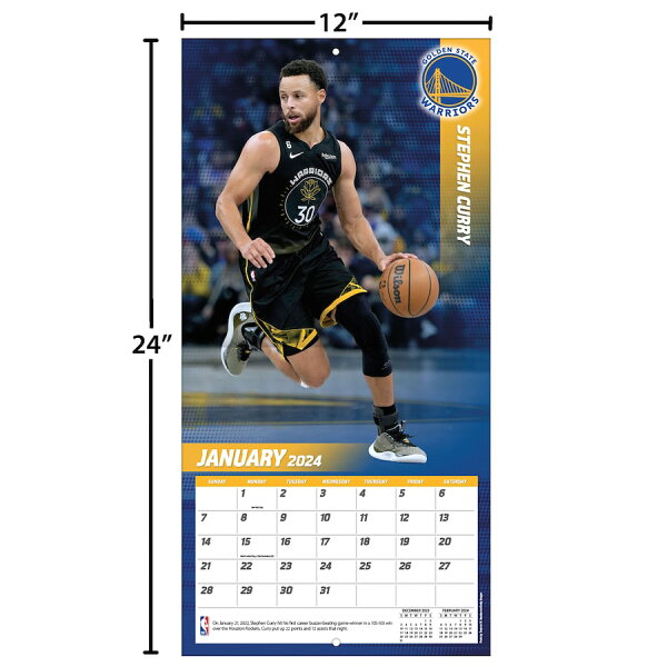 NBA ステファン・カリー ステフィン・カリー ウォリアーズ カレンダー 2024 Player 壁掛け Wall Calendar Turner