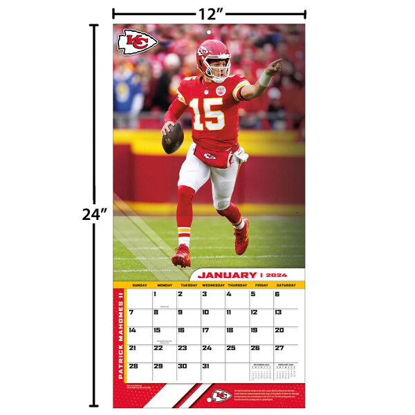 NFL パトリック・マホームズ チーフス カレンダー 2024 Player 壁掛け Wall Calendar Turner