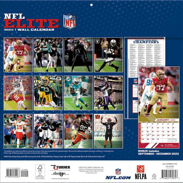 NFL カレンダー 2024 エリート Elite Wall Calendar Turner