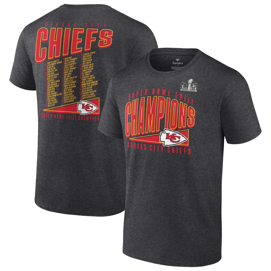 NFL チーフス Tシャツ 第58回 スーパーボウル 優勝記念 Roster Best Teammates T-Shirt Fanatics ヘザーチャコール