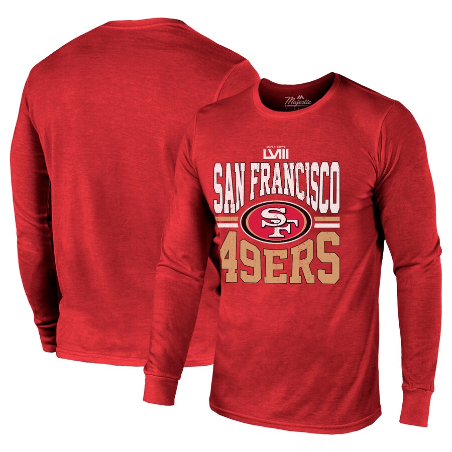 NFL 49ers TVc 58X[p[{EioLO Tri-Blend Long Sleeve T-Shirt }WFXeBbN/Majestic XJ[bg