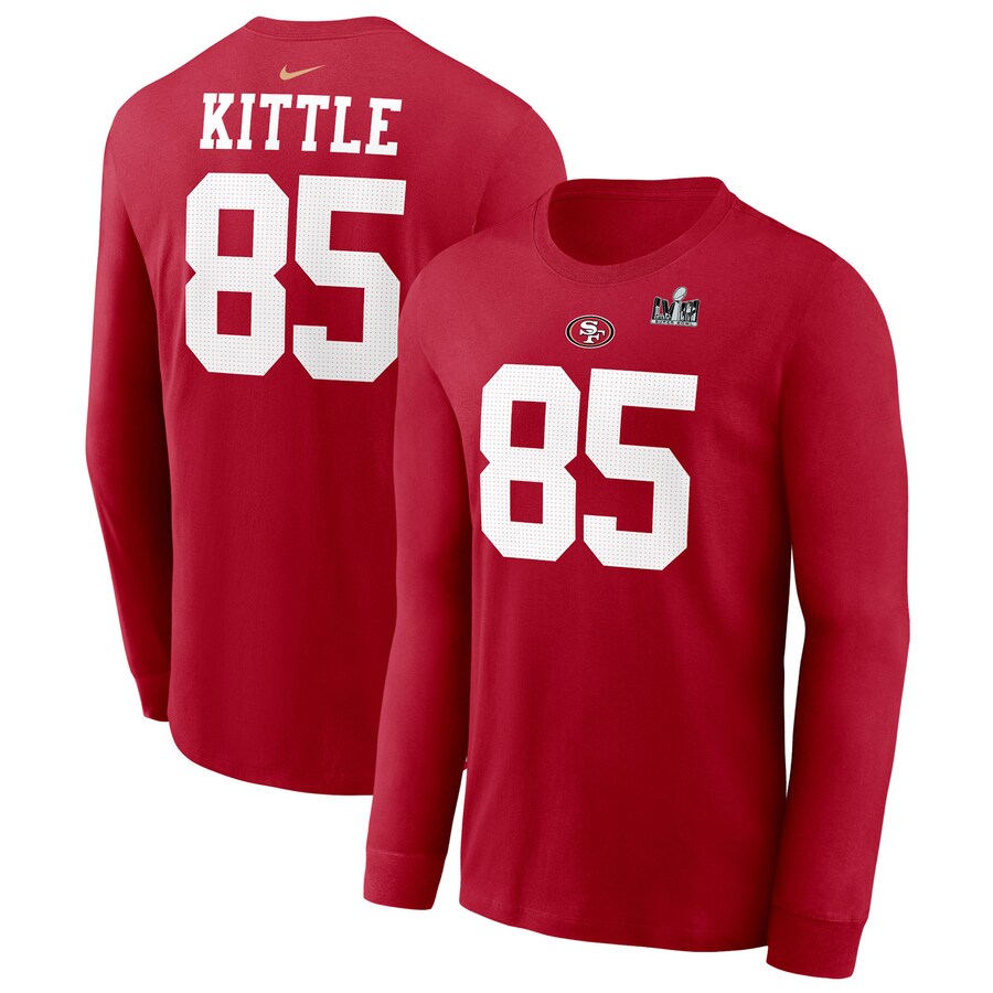 NFL ジョージ・キトル 49ers Tシャツ 第58回スーパーボウル進出記念 Name & Number Long Sleeve T-Shirt ナイキ/Nike スカーレット